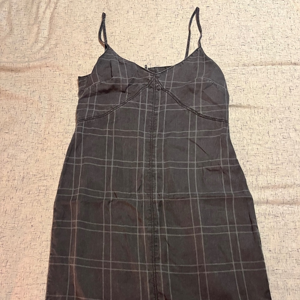 Topshop Grey Plaid Midi Dress